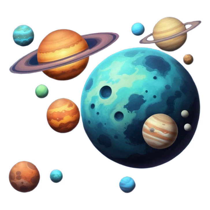image of deep space, with planets, stars an a galaxy, in a distopian future. sticker