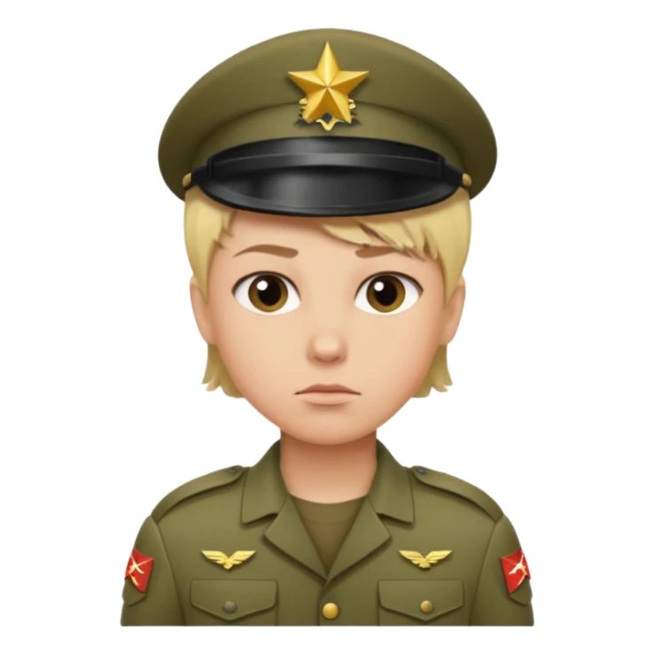 a soldier with blonde hair short hair sticker