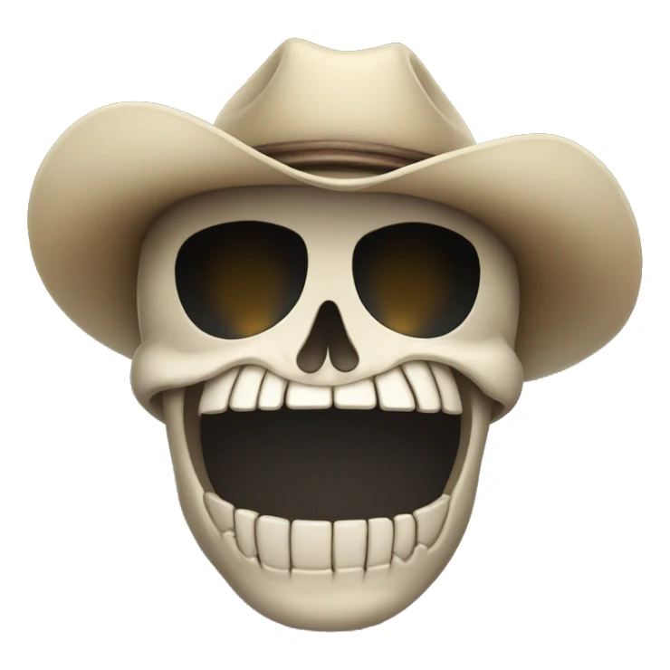 Skull crying tears of laughter wearing a cowboy hat sticker