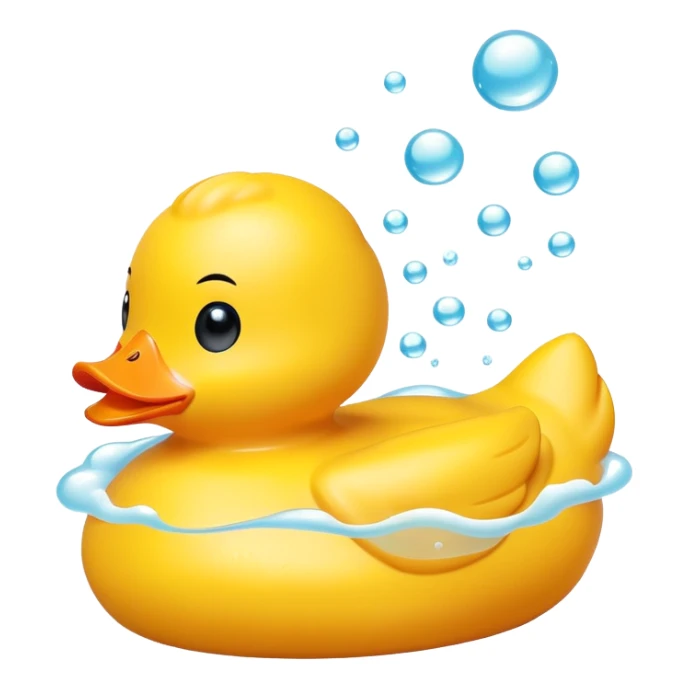 cute rubber duck toy in bath with bubbles sticker