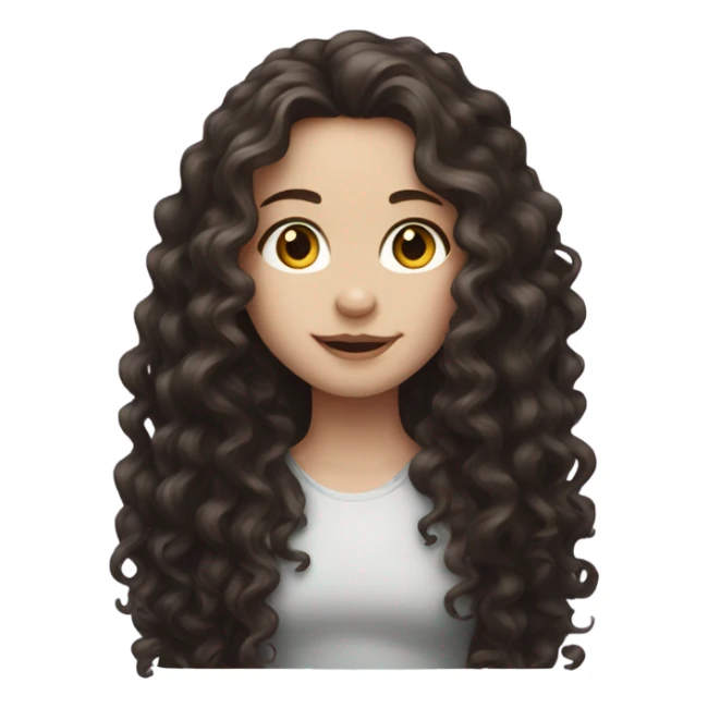 Pale girl with dark brown long curly hair  sticker