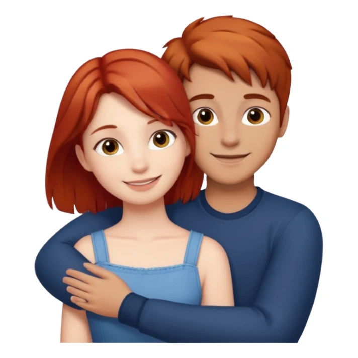 Red haired girl with brown hair boy romance sticker