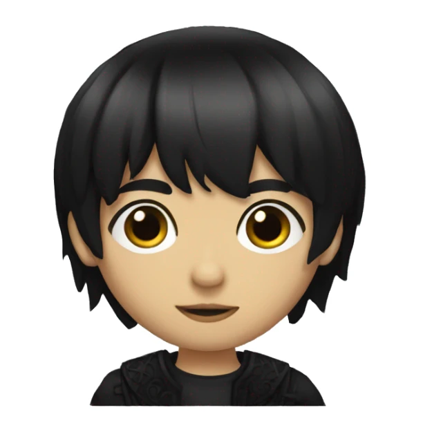 Byzantine Mexican Goth boy with black hair and bangs  sticker
