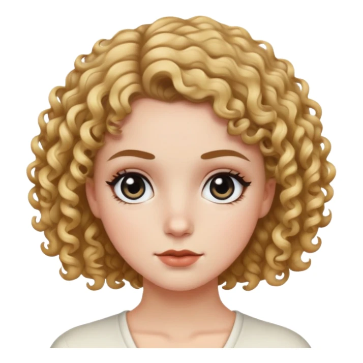 menina branca, olhos pretos, cabelo cacheados e curtos sticker