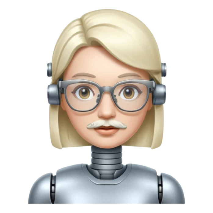 robotic woman with glasses mustache  sticker