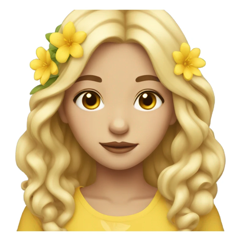 yellow blossom girl white/tan skin  sticker