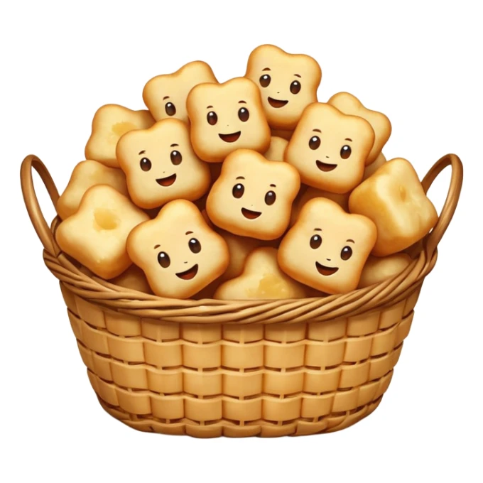 A basket full of fried cheese curds with different emoji faces sticker