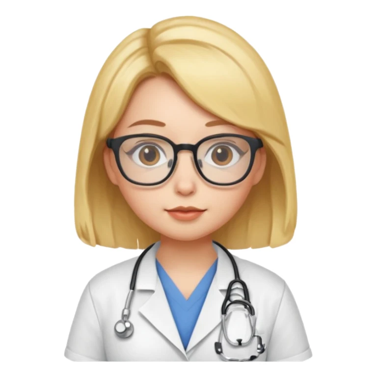 chick animal with glasses, wearing doctor uniform sticker