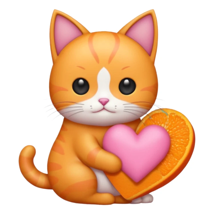 Gato naranja corazón rosa cuerpo entero kawaii sticker