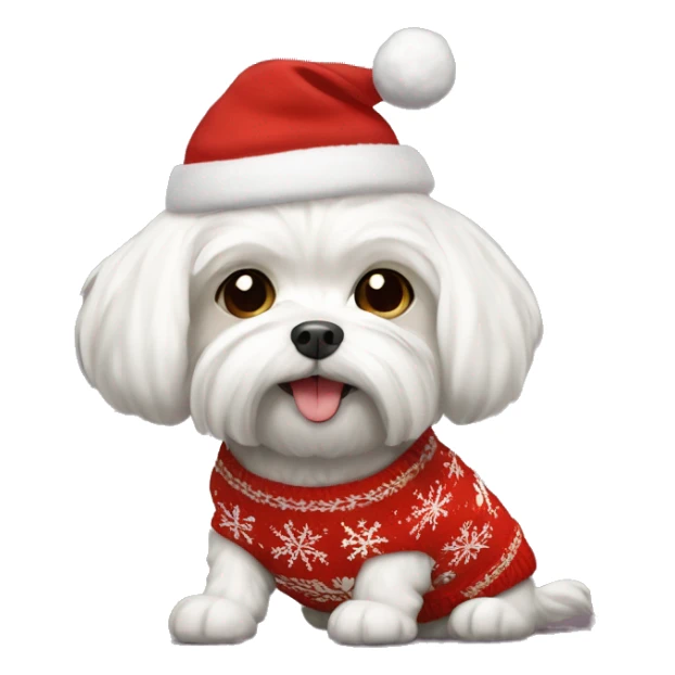 Maltese dog in Christmas sweater  sticker