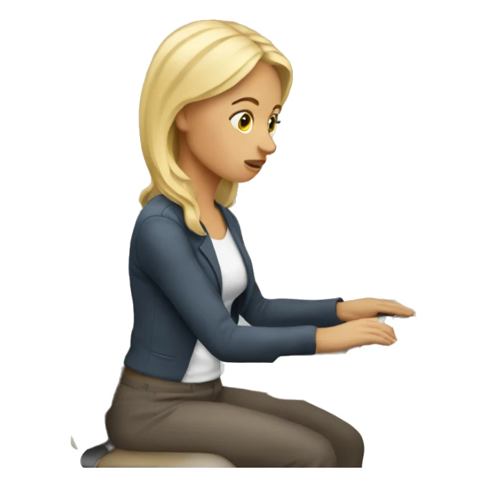 Blonde-woman-at-computer-desk-tired sticker