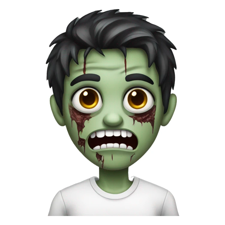 teen boy zombie with dark hair and white shirt sticker