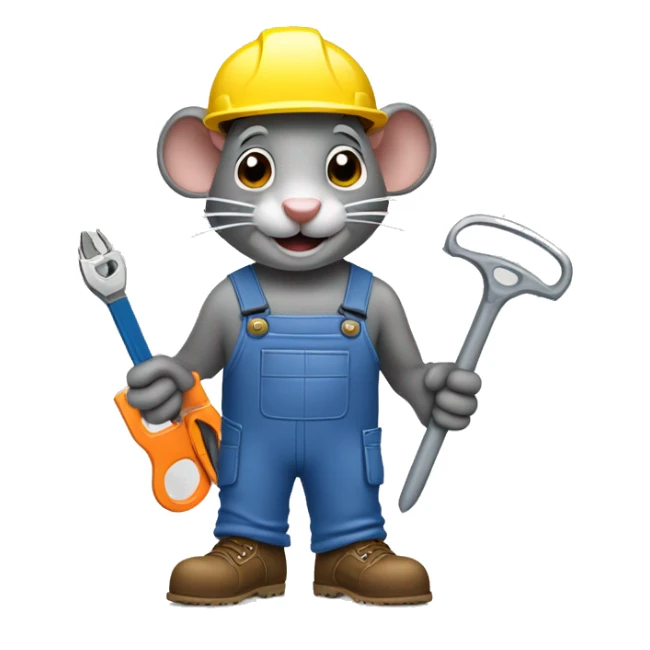 Rat Construction worker holding wire cutters and holding "zip ties" sticker