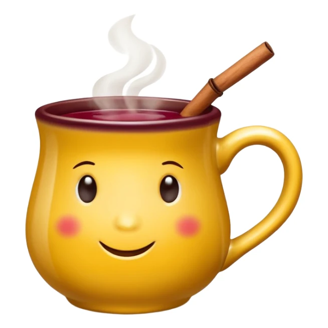 a yellow mug with steaming mulled wine without face

 sticker