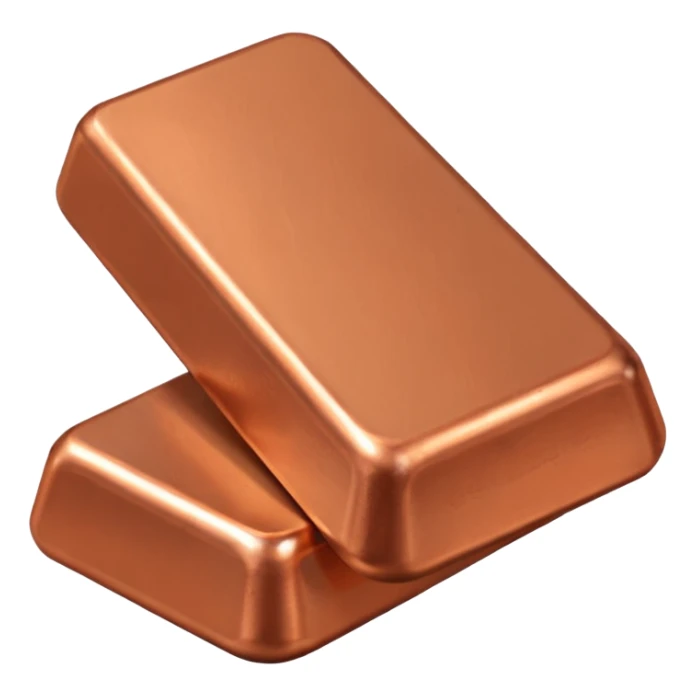 Create an Android-style cartoon emoji of a copper ingot. Make it simple, flat, and stylized with solid copper colors, no shine, no reflections, no gradients, and no faces or expressions. Keep the shapes clean, rounded, and consistent with modern Android emoji aesthetics.


 sticker