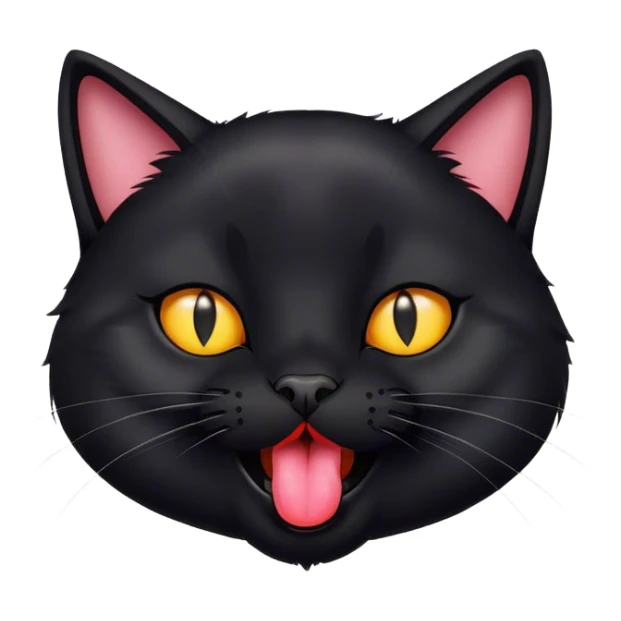 A black cat with tongue out sticker