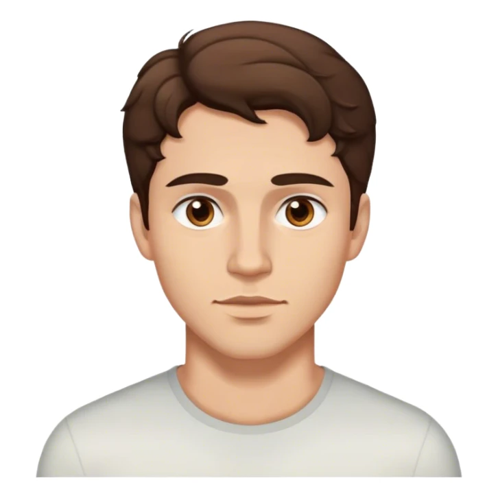 man with short wavy brown hair, deep brown eyes, strong jawline sticker