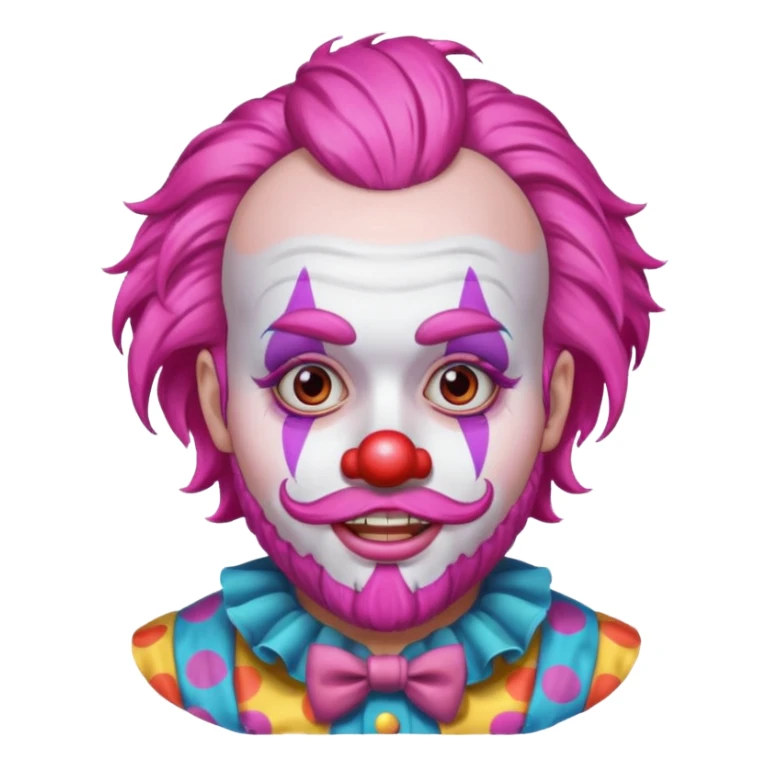 clown with beard, clown outfit, pink hair sticker