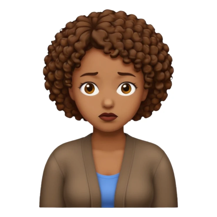 black woman puzzled sad shrug emoji short curly hair sticker