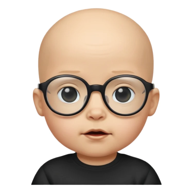 bald baby with black glasses sticker