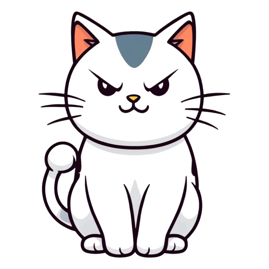 A white cat with the expression of: " I'm cute, but I'm angry" sticker