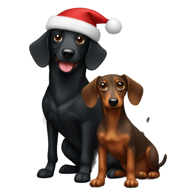 christmas black large dog and brown dachshund sticker
