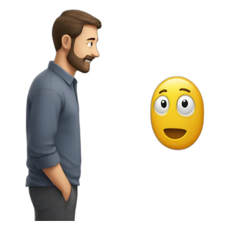 a man in front of a marker board talks about the design of a device sticker