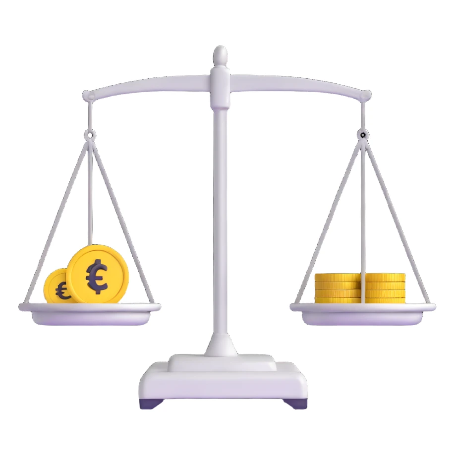 balance scale with Euro symbol € in the trays sticker