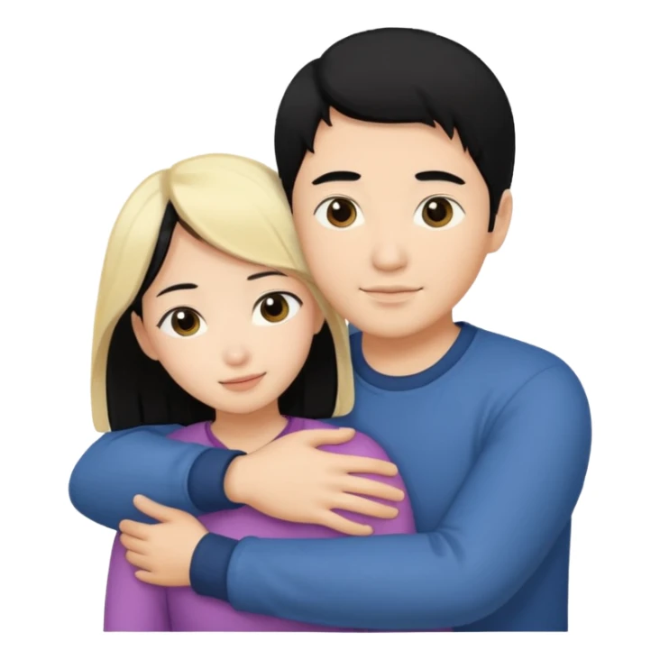 Asian Man black hair hugging blonde girl sticker