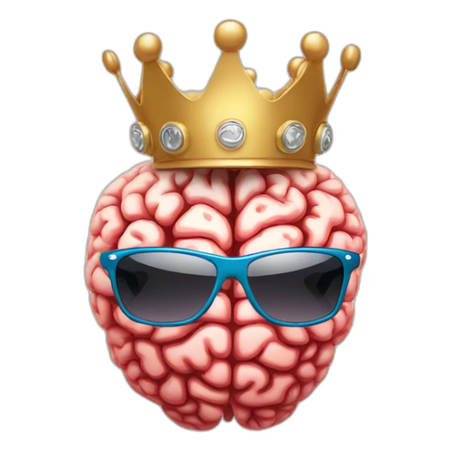 brain with crown, sunglasses and MVP board sticker