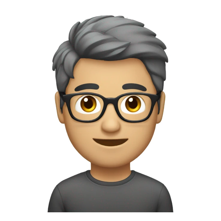 Chico moreno con franela gris. Cabello corto, liso y negro. sticker