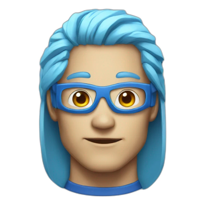Portrait Super hero man tech with blue hair sticker