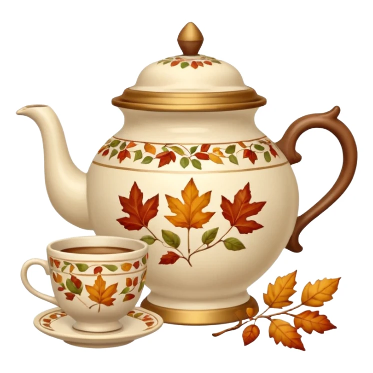 Beige big The samovar and autumn and a cup sticker