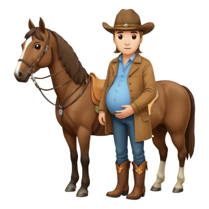 pregnant man  near horse sticker