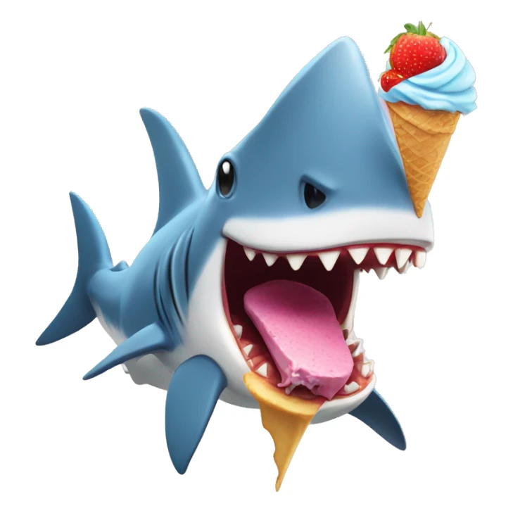Shark eating dinosaur which is eating a ice cream  sticker