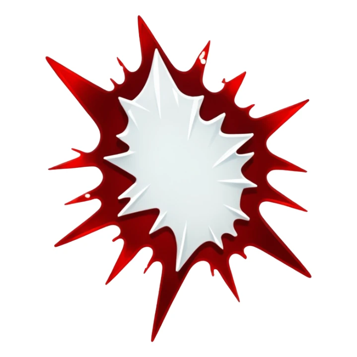 Broken white transparent diaphanous translucent glass shards with blood splattered around it  sticker