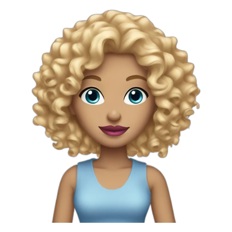 blonde curly haired woman blue eyes pink lips sticker