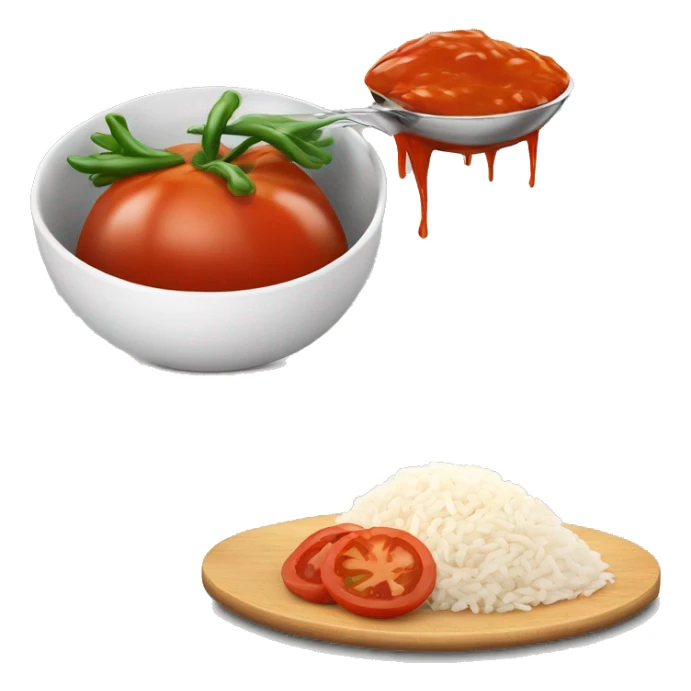 Bue ne de riz couper en deux avec de la sauce tomate dada n sticker
