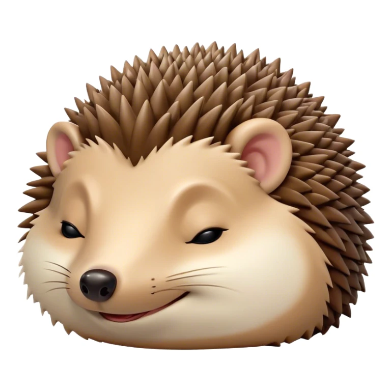Meme-Worthy Cute Sleeping Hedgehog Portrait Emoji, Head resting peacefully with a contented smile, showcasing a delightfully compact build and a luxuriously soft brown Fur with tiny spines, eyes shut in a serene, restful nap, Simplified yet hilariously adorable features, highly detailed, glowing with a soft, drowsy light, high shine, relaxed and utterly lovable, stylized with an air of playful laziness, bright and heartwarming, soft glowing outline, capturing the essence of a comically sleepy hedgehog, so meme-worthy it feels like it could instantly become the next viral sensation of adorable slumber! sticker