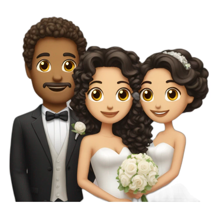 wedding couple with a white man with curly hair anda latina girl sticker