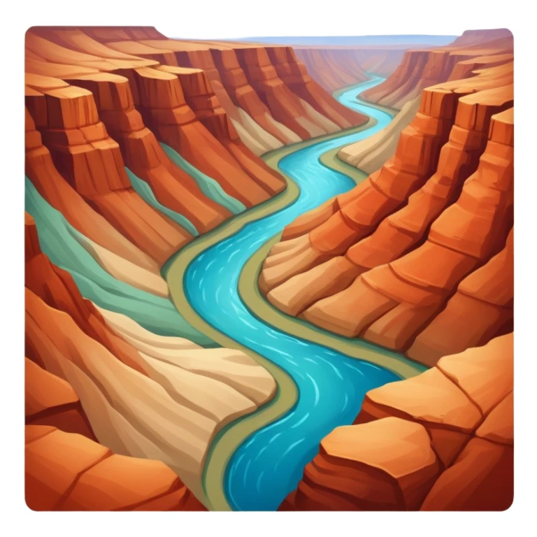 Brown and beige and red-orange canyon with blue-green river sticker