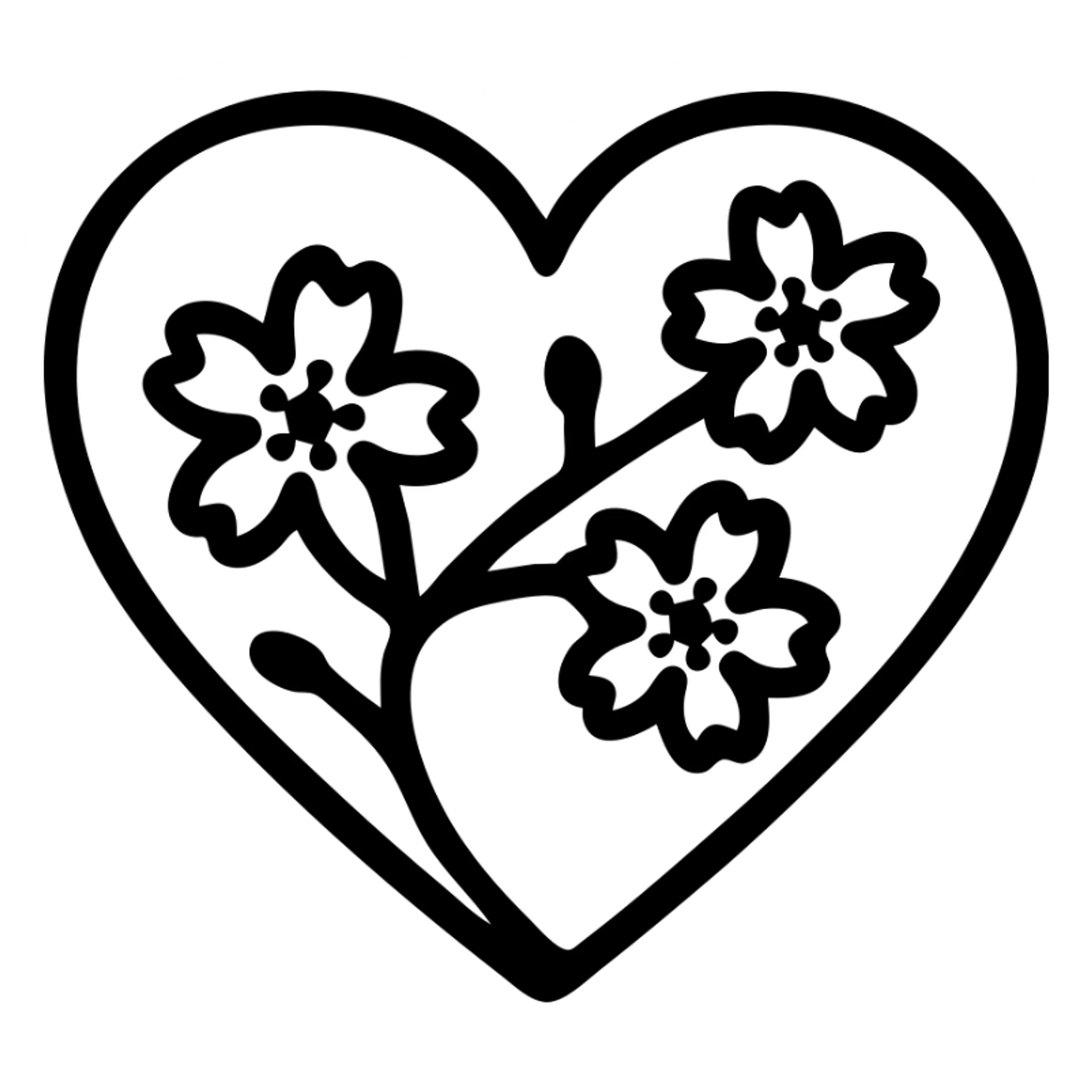 goth sakura heart, bold graphic, black heart with sakura branches, edgy and modern sticker