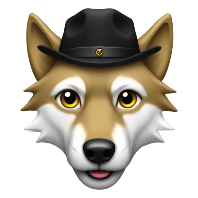 Wolf wearing a black hat with a golden W on it  sticker