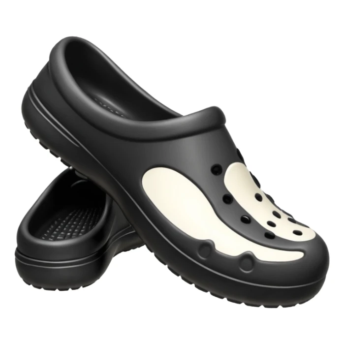 Realistic black pair of crocs shoes isolated.  sticker