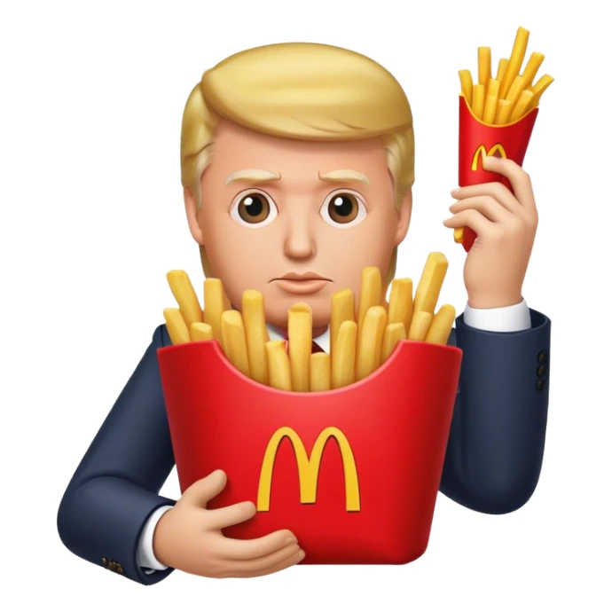 Trump holding McDonald’s French fries sticker
