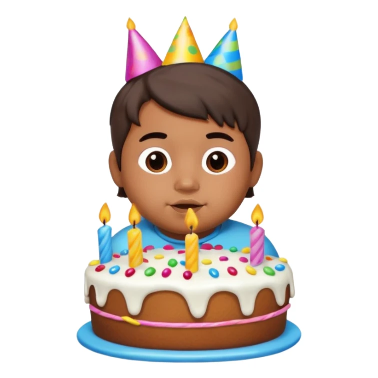 chubby mexican boy with pony tail coming out of cake sticker