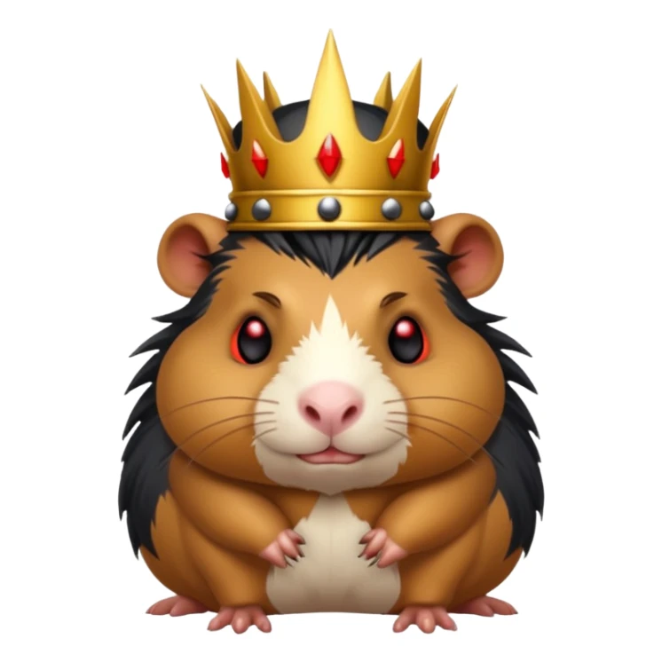guinea pig evil king with black crown with spikes and red glowing eyes sticker