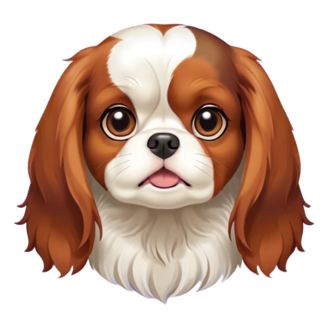 Cinematic Comical Tri-Colour Cavalier King Charles Spaniel Portrait Emoji, Head tilted dramatically with an exaggeratedly shocked or offended expression, short, silky tri-colour fur with bold black, white, and tan patches, wide, expressive brown eyes filled with exaggerated disbelief, Simplified yet hilariously expressive features, highly detailed, glowing with a slightly sassy glow, high shine, dramatic yet playful, stylized with an air of attitude, bright and endearing, soft glowing outline, capturing the essence of a sassy and over-the-top pup, so meme-worthy it feels like it could side-eye its way into internet fame instantly! sticker
