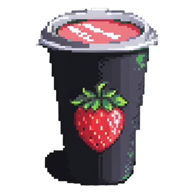 strawberry green tea in a to-go cup pixel art sticker