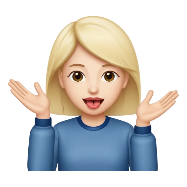 Tongue out with hands to the side ￼ sticker